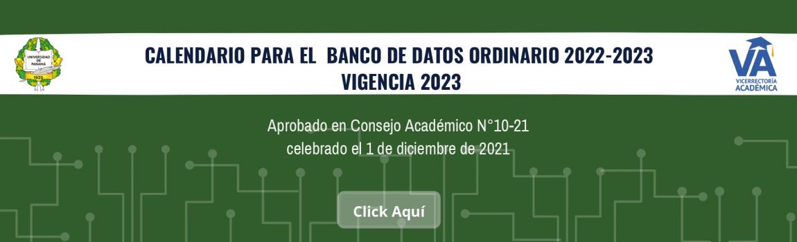 Calendario de Banco de Datos Ordinario 2022-2023