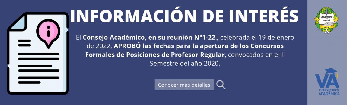 Fechas Concursos Formales Posc. Prof. Reg. 2020